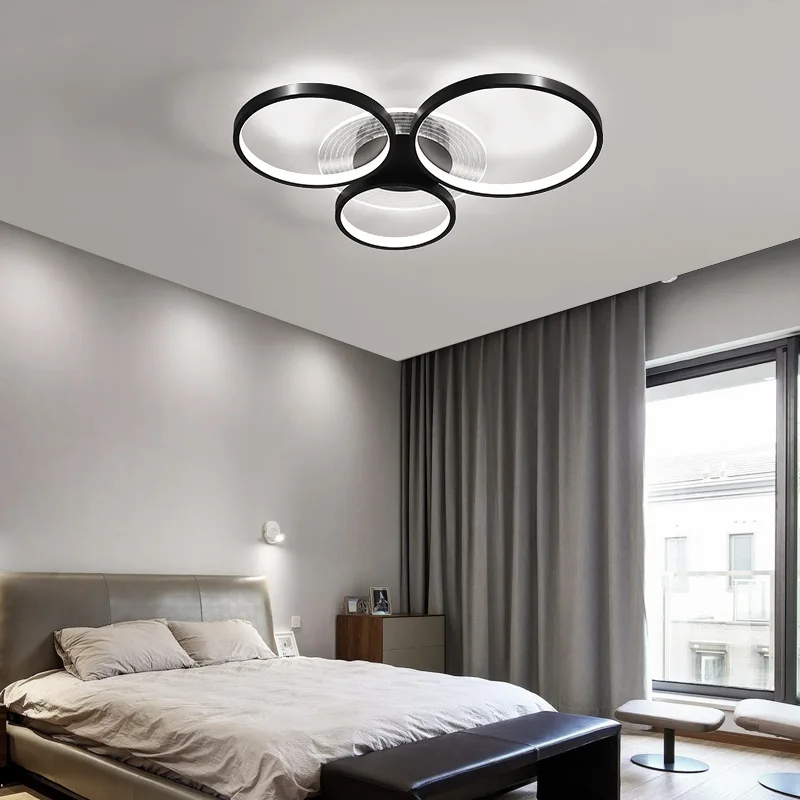 Modern living room LED ceiling lamp black/gold bedroom chandelier villa room lighting hotel lobby lamp study ceiling lights