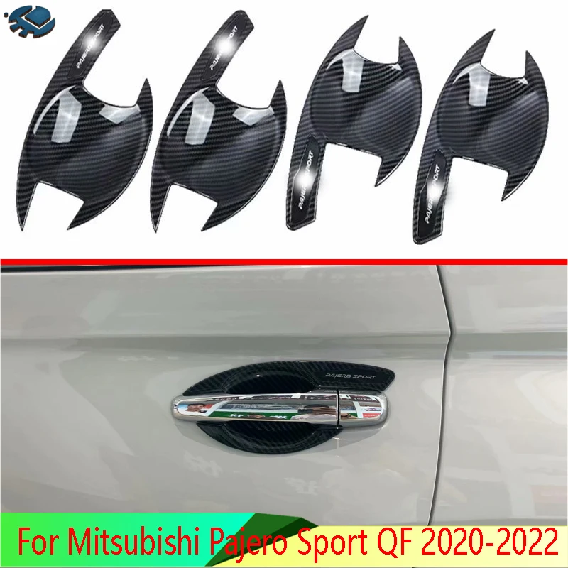 For Mitsubishi Pajero Sport QF 2020-2022 ABS Chrome Door Handle Bowl Cover Cup Cavity Trim Insert Catch Molding Garnish