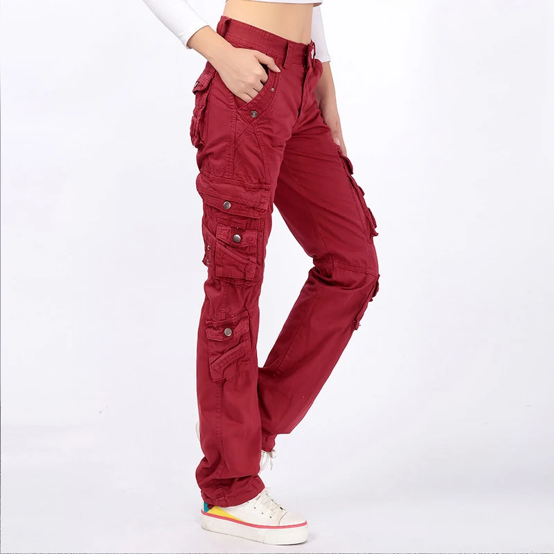 Pantaloni militari tattici Casual Harem pantaloni Multi tasche pantaloni Streetwear pantaloni Cargo da donna tinta unita caramelle novità