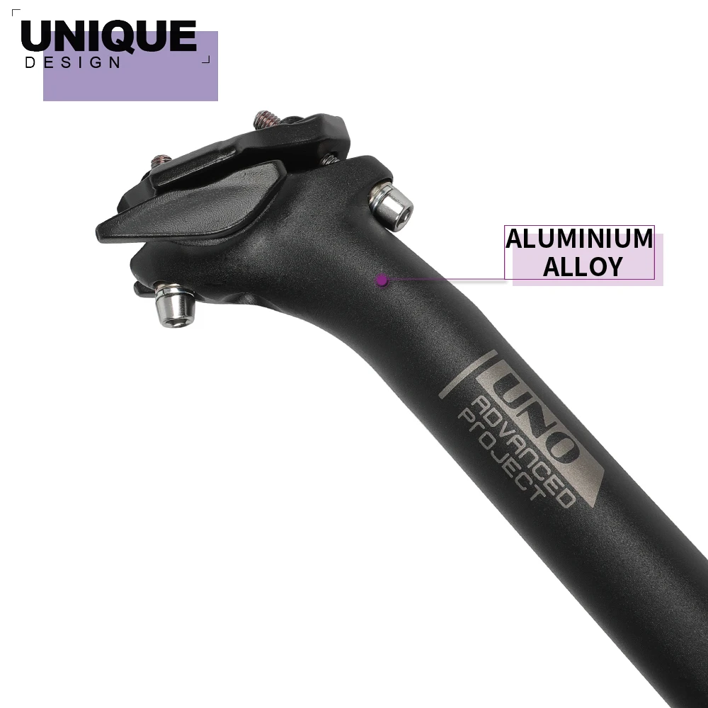 UNO Bicycle Seatpost MTB Seat Tube 20.7/30.9/31.6mm Seat Post Bicycl Aluminum Seatpost 350mm 3D One-piece Forged Bike Parts