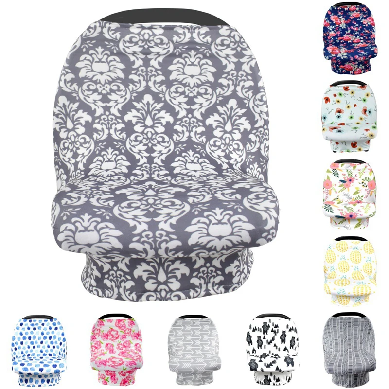 

Baby Stroller Seat Cover Canopy Nursing Cover Multi-Use Stretchy Infinity Feeding Scarf Breastfeeding Shopping Cart Seat Cover