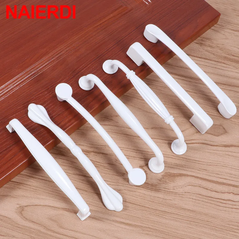 NAIERDI Aluminium Alloy White Cabinet Handles Kitchen Closet Door Knobs and Cupboard Handles Drawer Pulls Furniture Handle