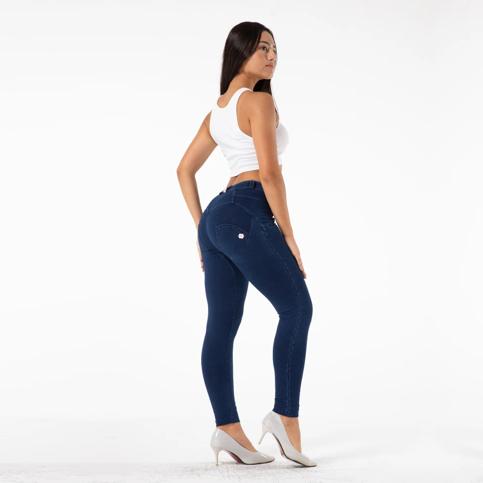 Imagem -05 - Shascullfites-jeans Push up Azul Escuro Stretchable Fitness Skinny Jeans Sexy de Levantamento Jeggings de Namorado Atacado