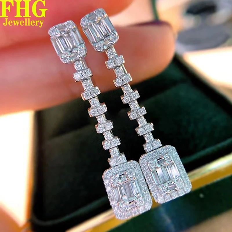 18k Au750 White Gold Earrings Natural diamond 1.2Carat Eardrop Earring Wedding Party Engagement Anniversary Fashion Elegant