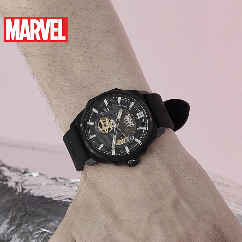 Marvel For Mens Watch Automatic Avengers Captain America Sapphire Crystal Hollow New Mechanical Wristwatches Male 50m Waterproof