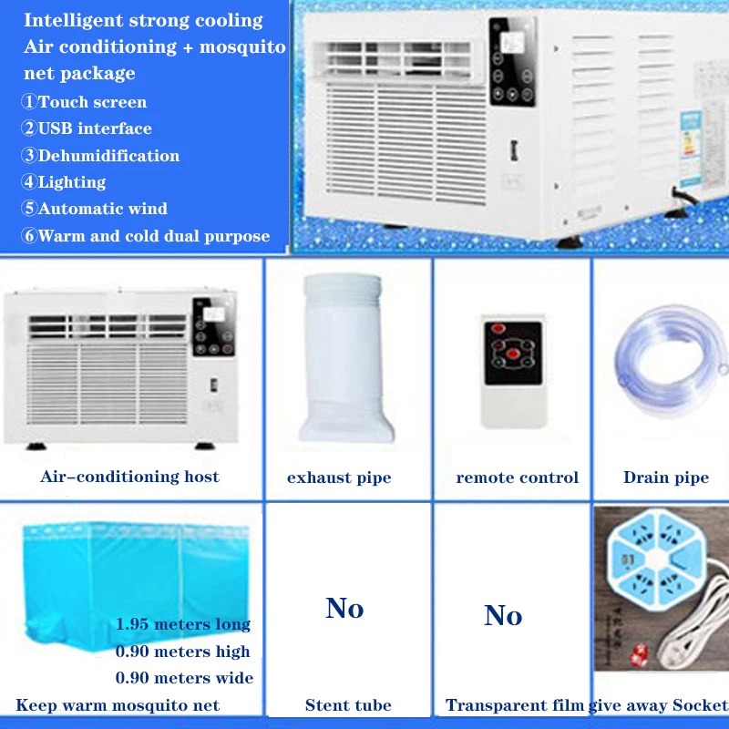 HHR-8 Draagbare Mobiele Airconditioner 220V/110V Koud/Hot Dual-Gebruik Smart Stille Airconditioner met Afstandsbediening