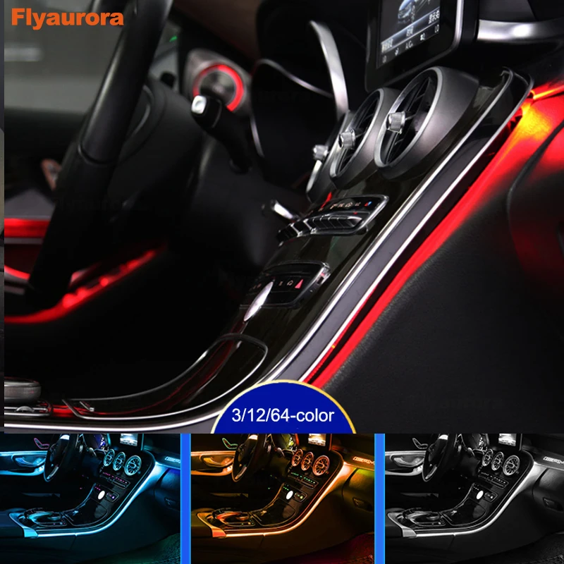 3/12/64 colors LED ambient light For Mercedes Benz C class w205 amg X253 C180/200/220L ambient lamp lights Car decoration lights