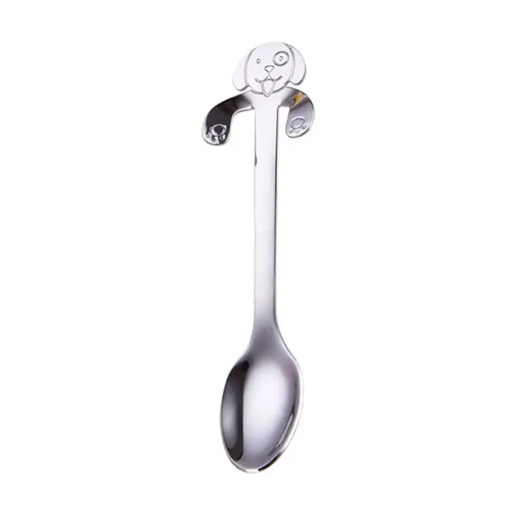 304 Stainless Steel Cartoon Dog Spoons Creative Ice Cream Dessert Cute Dog Coffee Tea Spoon Mug Hanging Spoon SN3676