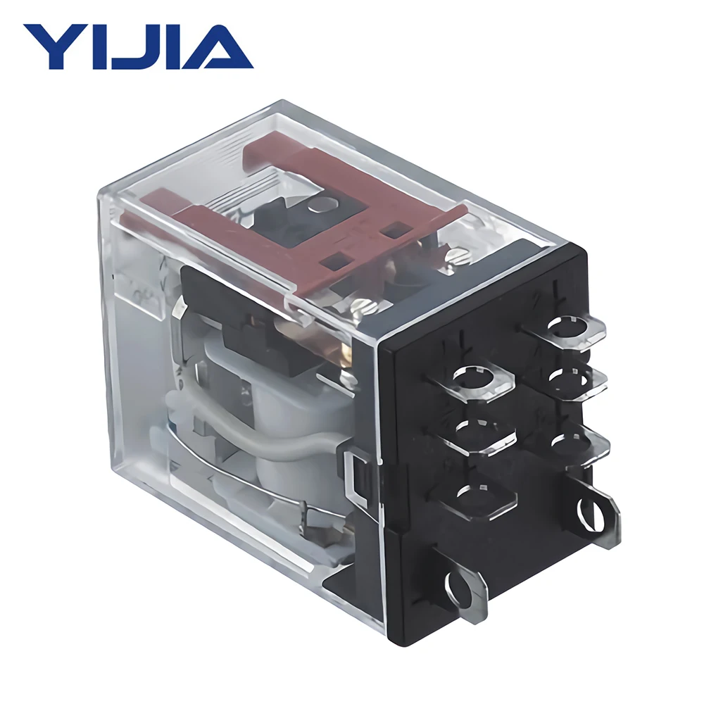 IndusTech YJ2N-LY LY2NJ 24V DC 8 Pins 10A Coil Electromagnetic Power Relay 2PDT 2NO+2NC With Base