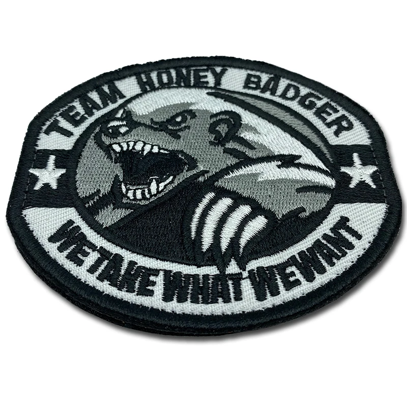 HONEY BADGER Patches high quality Embroidered Creativity Badge Hook Loop Armband 3D Stick on Jacket Backpack Stickers