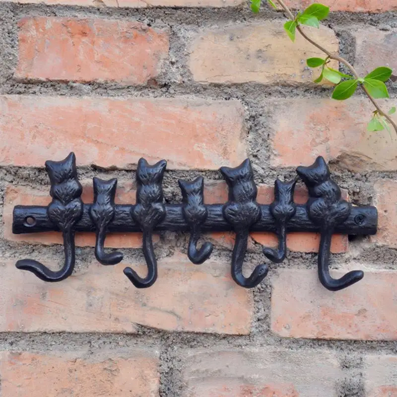 Iron Wall Hook Cast Iron Dog Hook Pastoral European Style Retro Wall Key Hanger Coat Hat Racks Kitchen Bathroom Accessories