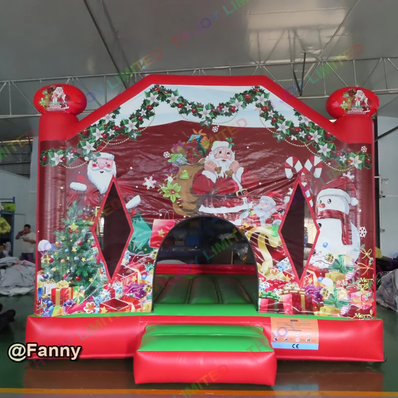 4x4m Christmas theme Inflatable Bounce House Jumping Castle with  roof  Christmas party bouncer