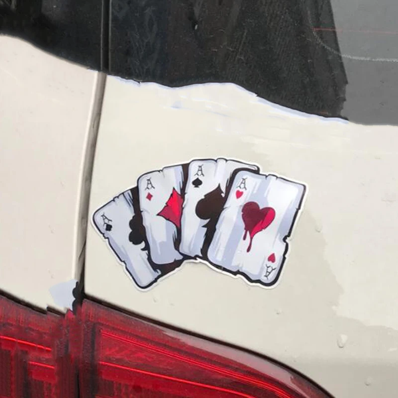 2022 nova etiqueta do carro cartão de jogo uma personalidade reflexiva adesivo poker monstro chapéu adesivo do carro