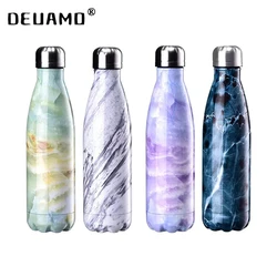 Customized 500ML Water Bottle Vacuum Insulated Flask Thermal Sport Hot Cold Cup Stainless Steel thermos bottle Creative Marble
