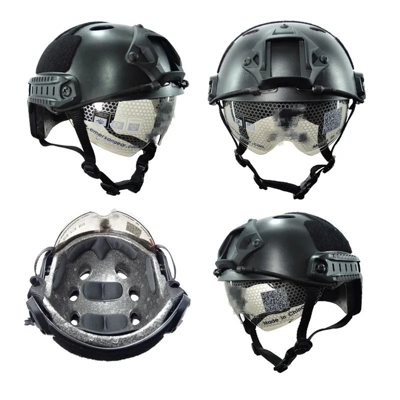 Tactical Fast Helmet PJ Cover with Goggles Paintball Hunting Jumping Protective Lightweight Helmet Face Mask