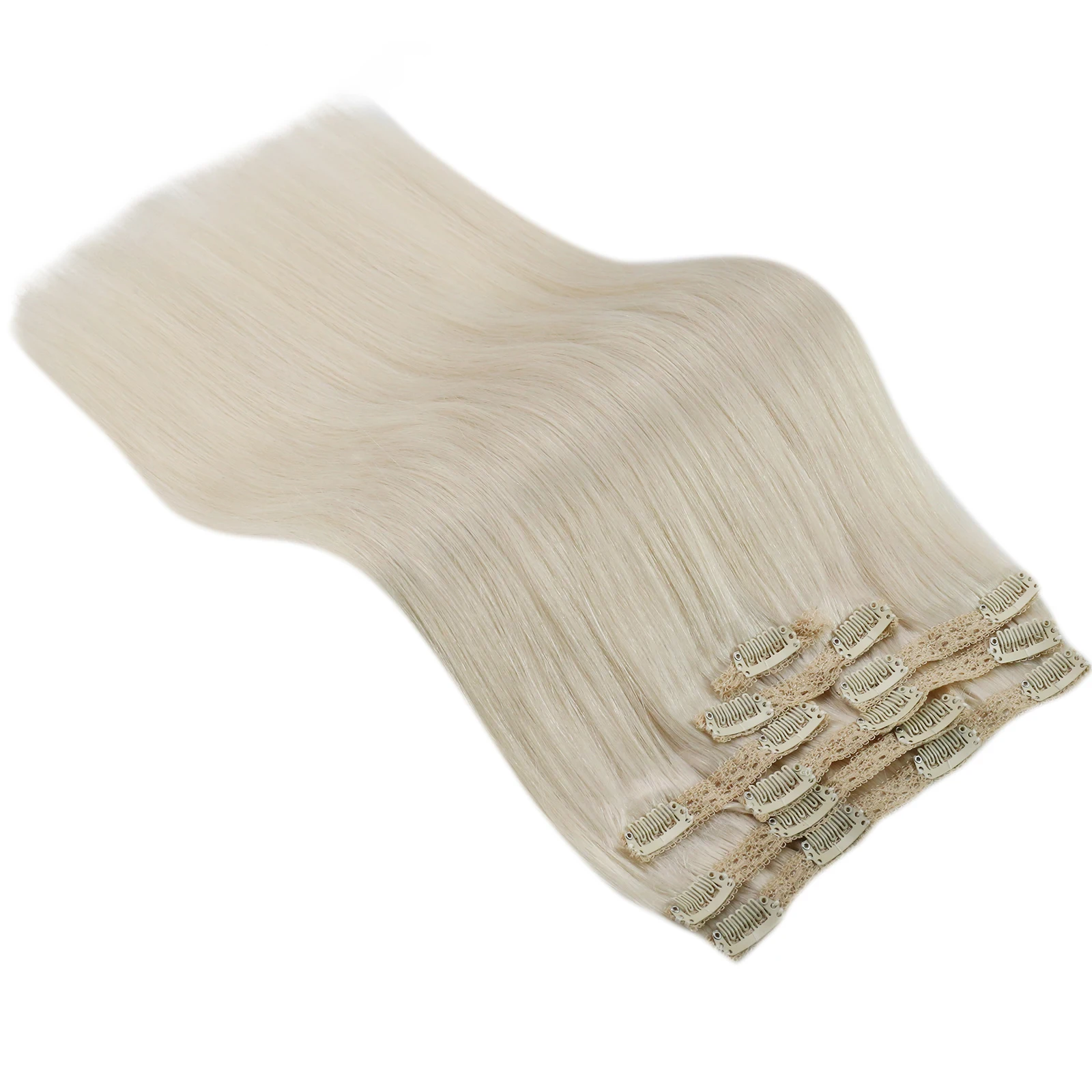 VeSunny Clip-in Hair Extensions Echt haar Dubbele inslag Remy-pruiken 7 stuks Clip-on Extensions Donkerbruin Blond 100gr Braziliaans haar - afbeelding 2