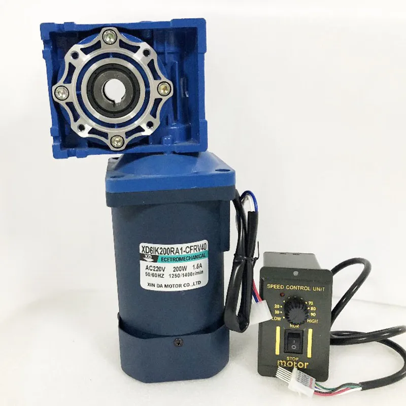 

220VAC 200W Worm Gear Motor (motor+controller) Turbine Reducer Motor RV40 Speed Adjustable CW CCW NRV40 Gear Motor Self-locking