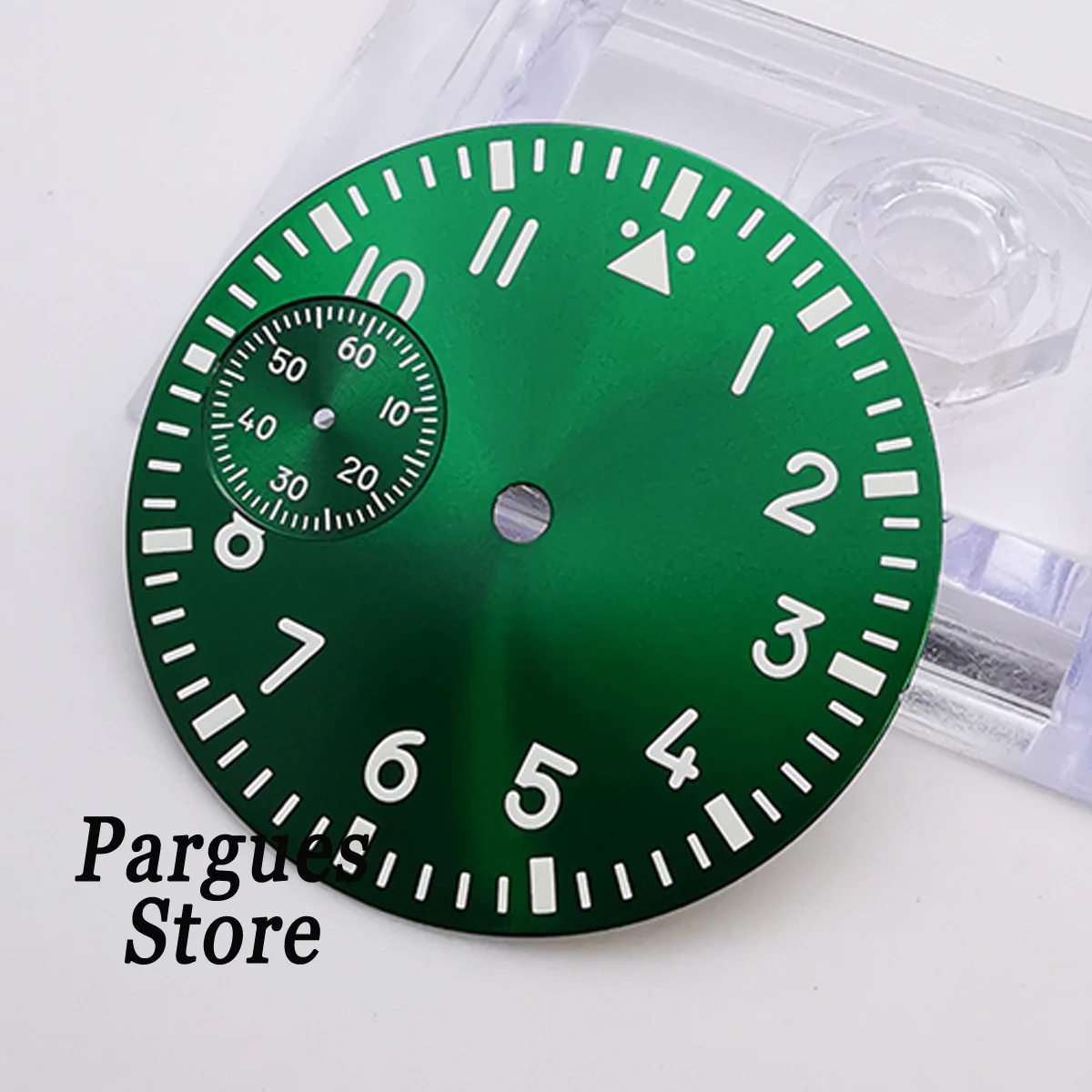 37mm black/green/white/blue watch dial luminous suitable for ETA 6497, ST3600 hand winding movement