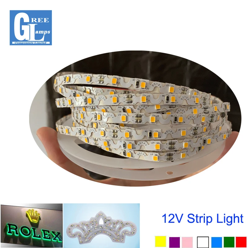 Tira de luces Led en forma de S SMD 2835 DC12V 24V 60leds/M, cinta de tiras flexibles no impermeables para Letras de canal