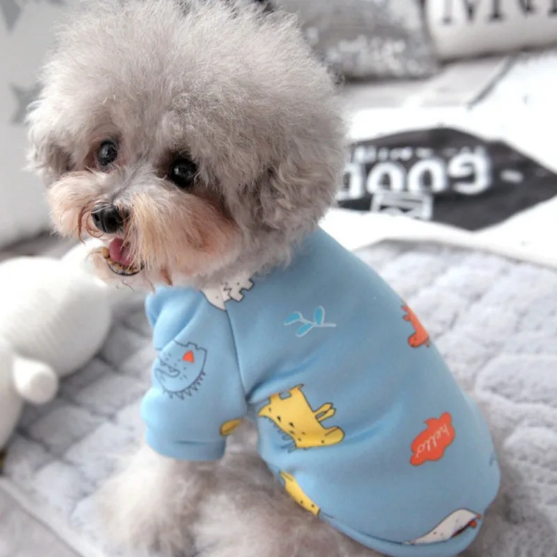 Cute Animal Printed Pet Coat Dog Home Clothes Soft Sleeping Suit French Bulldog Pet Jumpsuit Warm Pets Clothing Ropa Perro