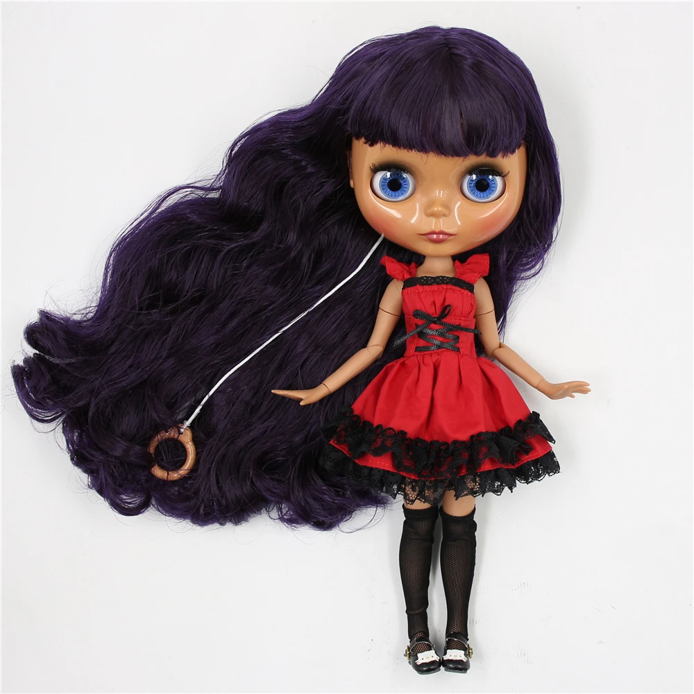 ICY DBS Blyth Doll 1/6 bjd Deep Purple Hair dark skin white skin joint body 30cm toy anime girls gift