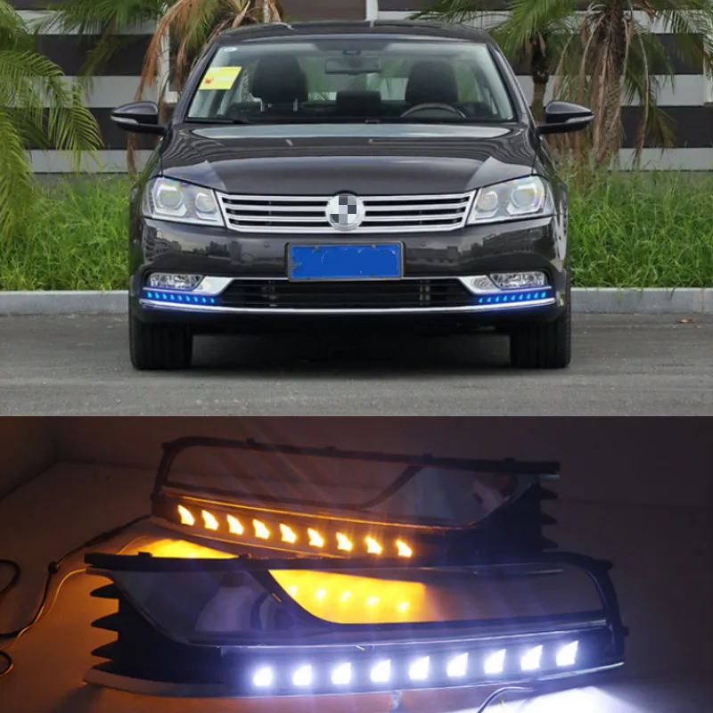 2PCS Led DRL For Volkswagen VW Passat B7 2012 2013 2014 2015 Daytime Running Lights Fog head Lamp Cover Daylight NORTH AMERICA