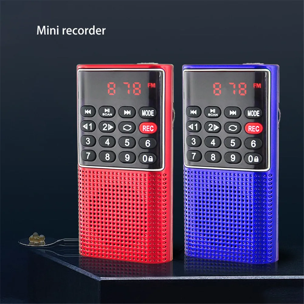 kebidumei Digital FM Mini Portable Radio Handheld USB TF MP3 Player Speaker Rechargeable Small Speaker Outdoor