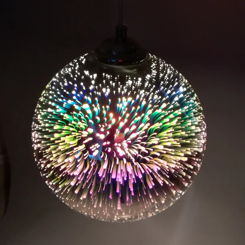 Modern Mirror Glass Pendant Lights Colorful 3D Glass Lamp Kitchen Hanging Lamps Minimalist Bar Coffee Dining Room Lights Fixture