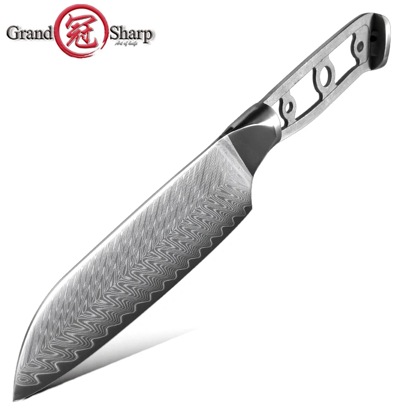 

Grandsharp Knife Blank Blade DIY Kitchen Knife 67 Layers Damascus Steel Razor Sharp Santoku Knife Billet Material Tool Part