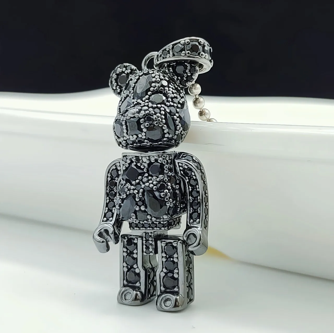 BOCAI New Pure s925 Silver Fashionable Violent Bear Couple Pendant Pavé Zircon Bear Aberdeen Trendy Men And Women Pendant