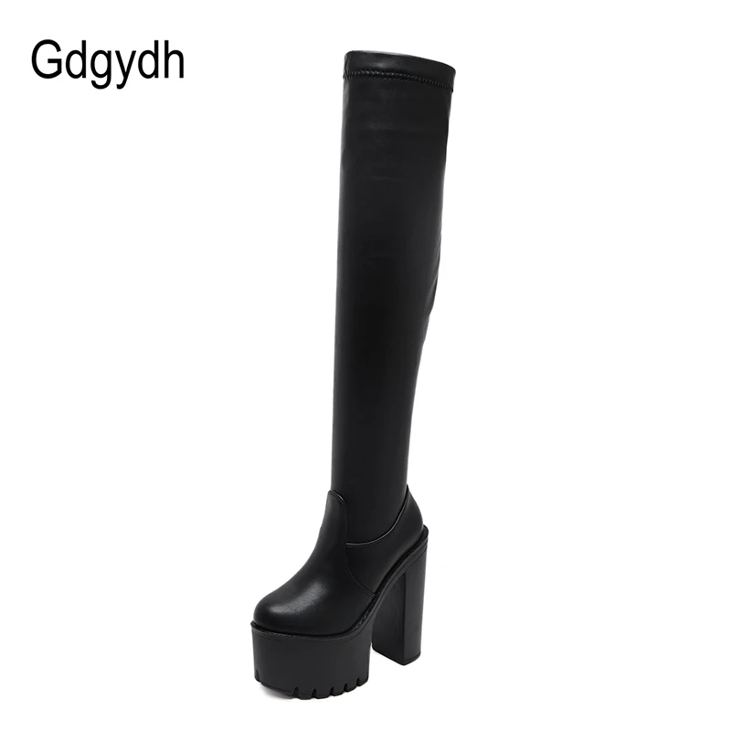 Gdgydh-Botas altas hasta el muslo para mujer, zapatos de tacón alto Utral, botas de plataforma de fiesta en club nocturno, por encima de la rodilla,