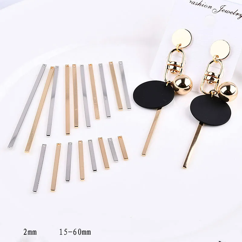 Brass Plating Single Hole Flat Strip Pendant Diy Handmade Jewelry Ear Jewelry Earrings Material Package Accessories