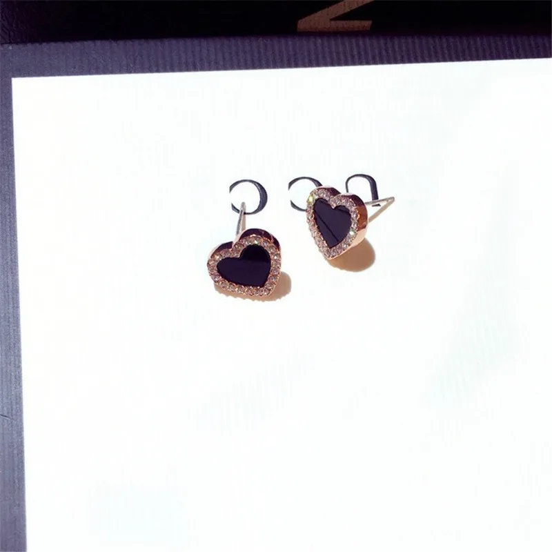 Boucles d\'oreilles de fiançailles en forme de cœur pour femmes et filles, bijoux d\'été, couleur or Rose, noir, cadeaux de mariage
