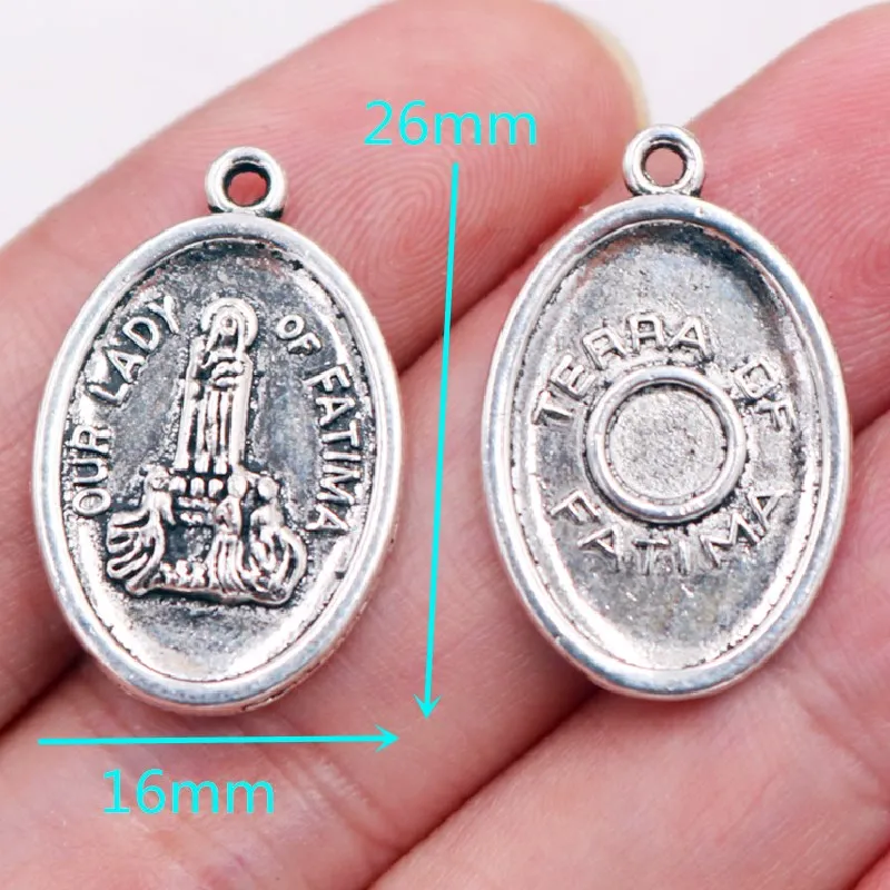 Vintage Christian Tag Pendants, Terra of Fatima Charms, Lourdes Charms, St. Francis Charms,St.Michael Charms, Holy Cup Charms,