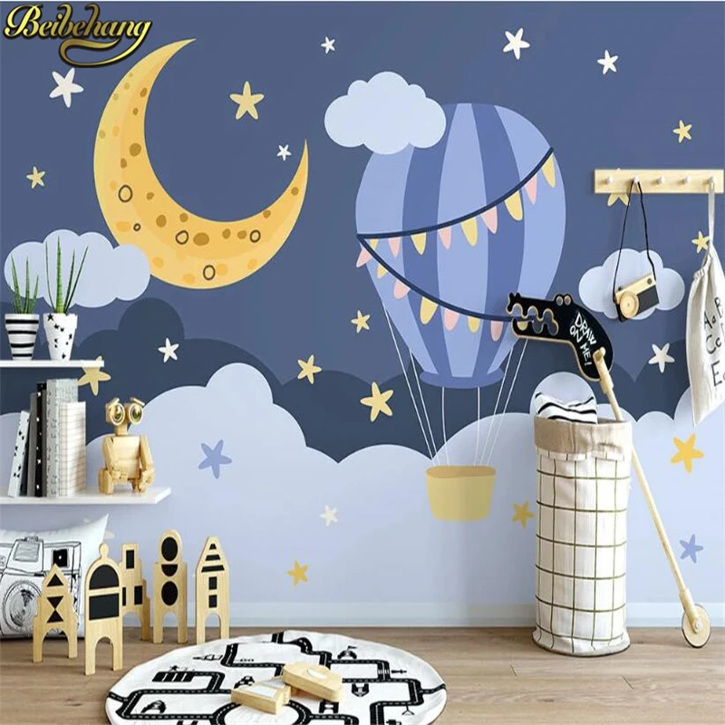 

beibehang Custom papel de parede 3D wall paper cartoon starry sky balloon wallpaper for children's room interior TV background