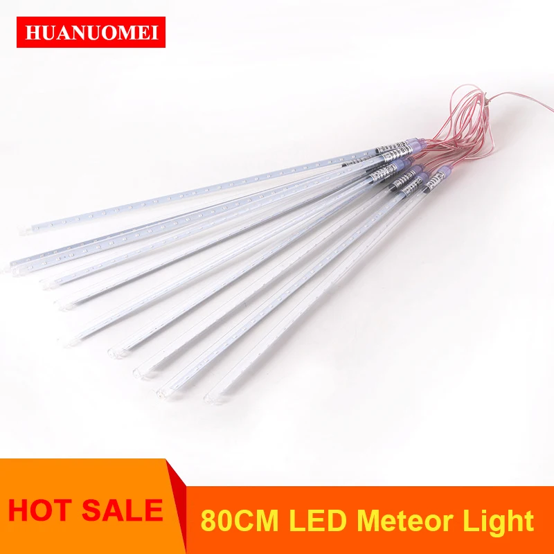 DC 9V 12V 80CM LED Meteor Light Street Outdoor Tree Garden Decoration Landscape Lamp Party RainDrop String Tube Red Green Blue
