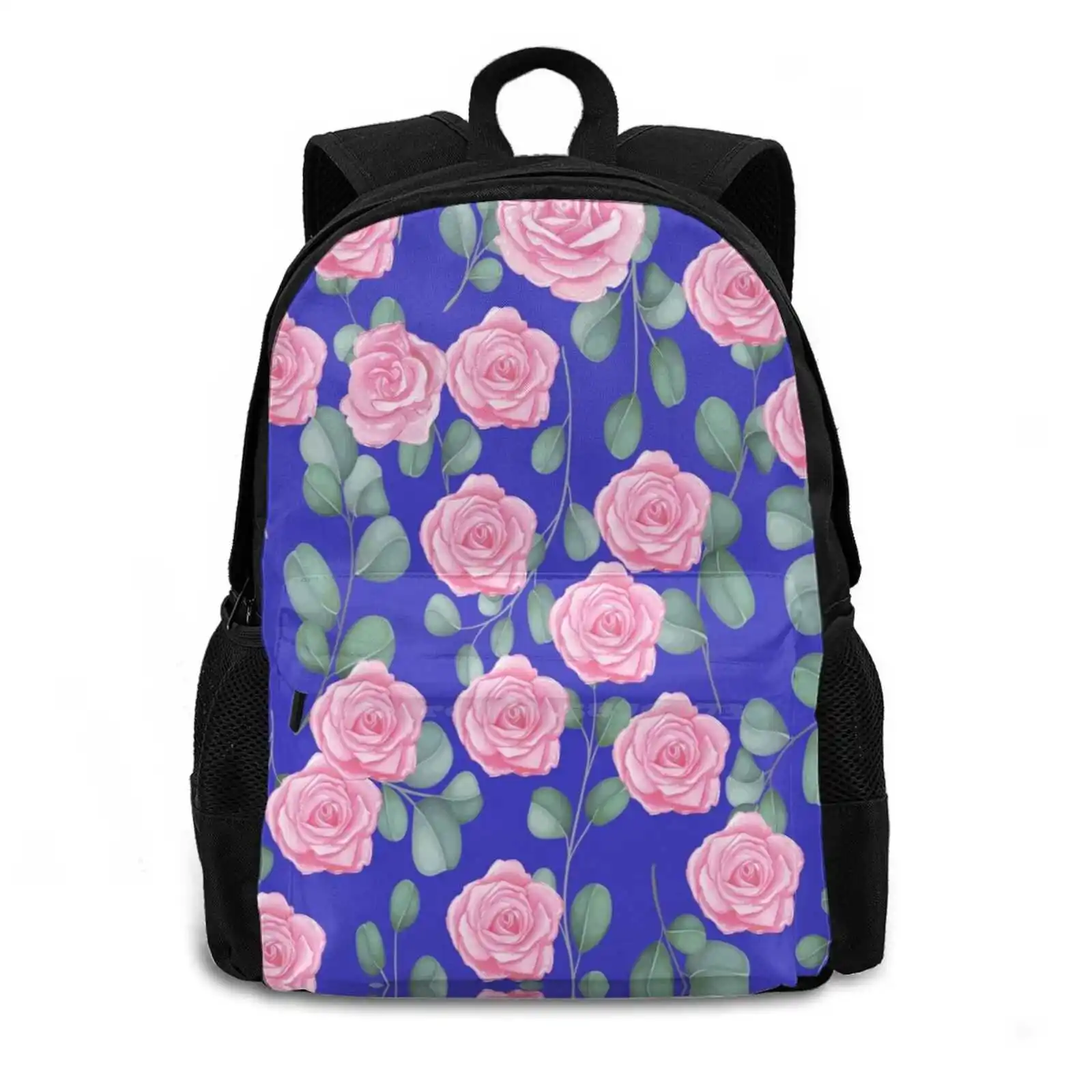 Pink Flowers Watercolor Rucksack Knapsack Storage Bag Backpack Tana Lawn Cotton 100 Handmade Lightweight Silk Like Touch Megan