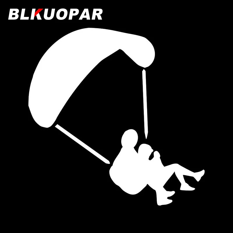 BLKUOPAR Parachute Jumping Couple Silhouette Car Stickers Die Cut Sunscreen Decals Funny Occlusion Scratch Graphics Car Label