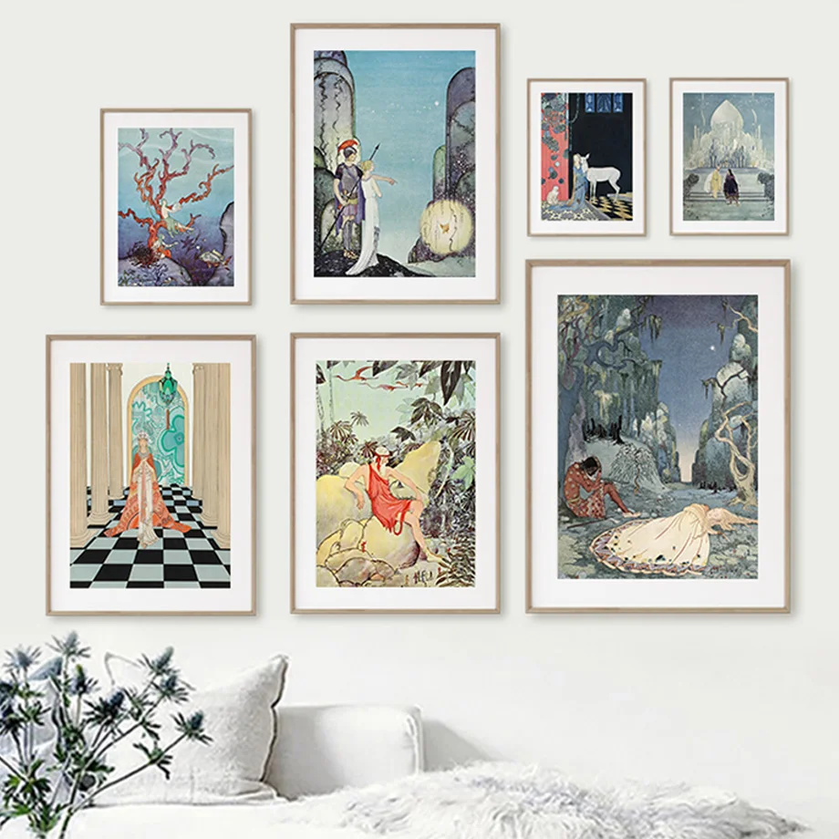 Virginia Märchen Prinzessin Ritter Kunst Leinwand Malerei Nordic Poster Und Drucke Wand Bilder Für Wohnzimmer Vintage Decor