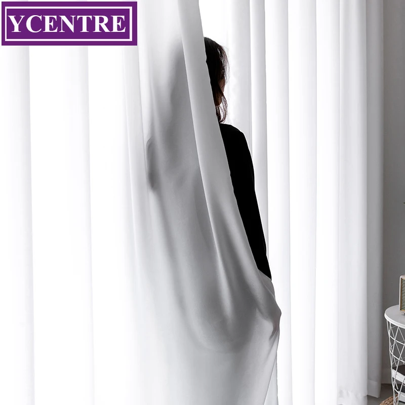 YCENTRE White Chiffon Solid Sheer Curtain for Living Room Bedroom Window Voiles Tulle Cortinas Feel Smooth and Soft to the Touch