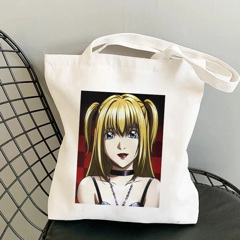 กระเป๋านักช้อป Misa Amane Death Note Anime กราฟิกสุภาพสตรี Tas Jinjing Kanvas กระเป๋าช้อปปิ้งกระเป๋าถือผู้หญิง Reusable กระเป๋าสะพายไหล่