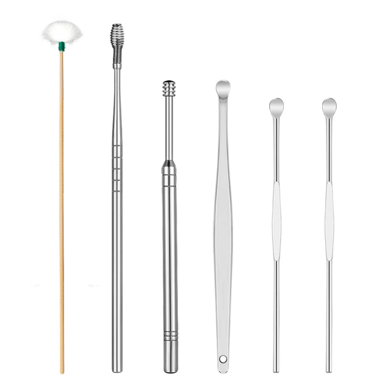 Ear Cleaner Kits Stainless Steel Earpick Wax Remover Curette  Feather Ear Pick Ear Cleaner Spoon Spiral Ear Clean Tool SAL99