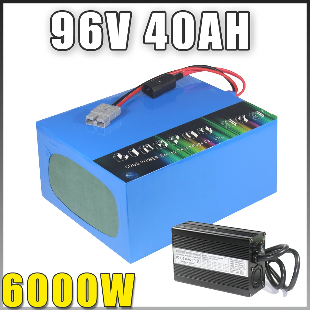 96V 40AH 60AH Electric bicycle motorcycle scooter Lithium Battery Pack with 96V 4000W 6000W BMS 5A Charger