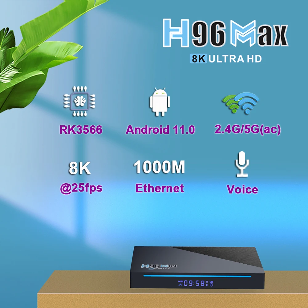 H96 Max RK3566 Smart TV BOX Android 11 2.4G 5G Wifi 8GB 128GB 64GB H96max 8K BoxTV Android 11.0 Google Voice 4G 32G Media Player