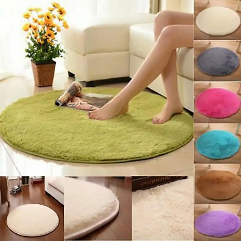 40cm Round Bathroom Bedroom Coral Fleece Soft Non-slip Floor Mat Rug Home Entrance door mat Decor