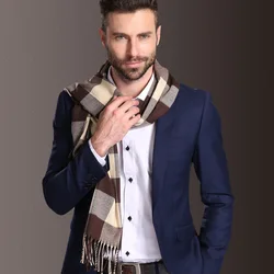 2020 High Quality Europe Fashion Shawl Scarves Men Winter Warm Tartan Scarf Business Sjaal Plaid Cotton Wraps Bufanda Foulard