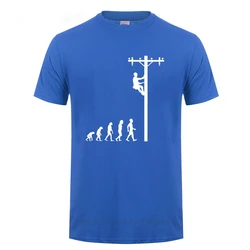 Evolution Of Lineman T-Shirt Funny Birthday Gift For Electrician Men Dad Papa Father Husband Short Sleeve O Neck Cotton T Shirt