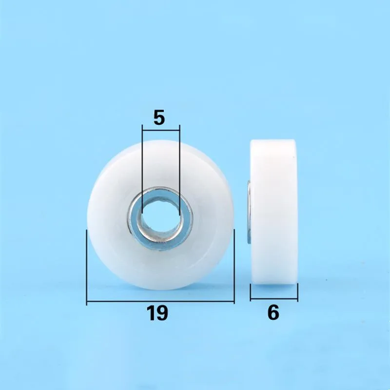 20pcs/100pcs Flat Roller 5*19*6mm Bearing POM Plastic Coated Pulley Drawer Showcase Guide Wheel Low Noise 5x19x6mm