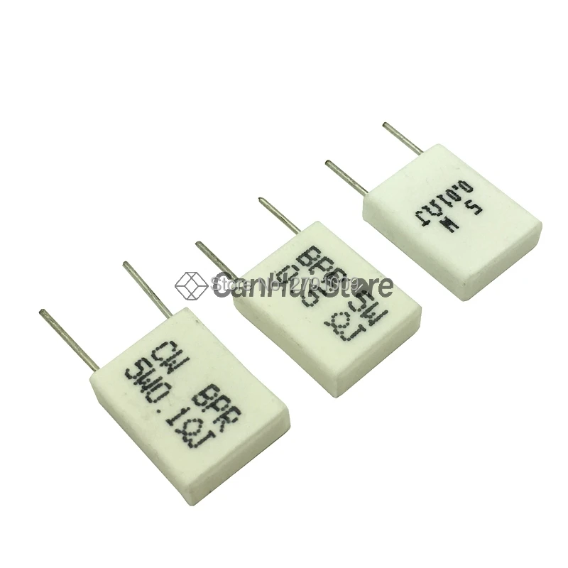 10pcs 5W 0.01 0.015 0.02 0.05 0.1 0.15 0.2 0.25 0.33 0.47 0.5 ohm Non-inductive Ceramic Cement Resistor