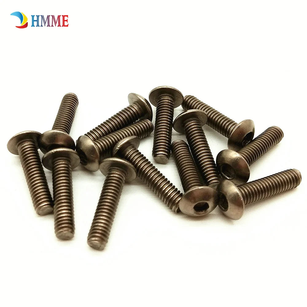 Titanium Bolt M3 M4 M5 m6 x6-30mm Round Head Hexagon Socket Ti Color not Polished Allen Drive Titanium Screws Ti Fastener 10 PCS